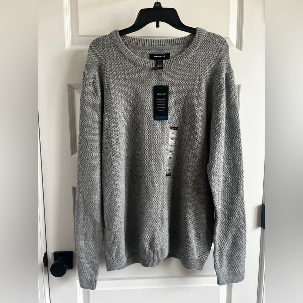KENNETH COLE  Men’s Gray Textured Crewneck Sweater XL